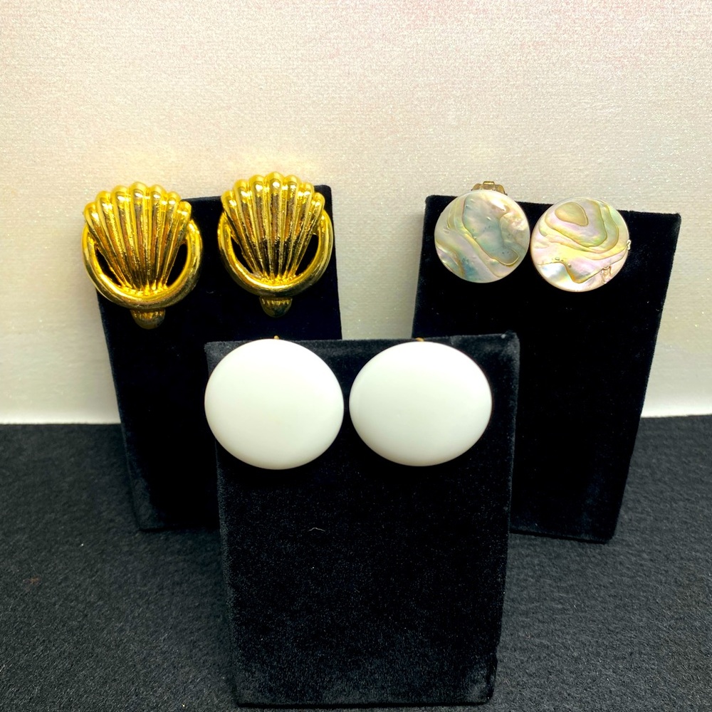 Vintage fashion clip on earrings lot 5 sets